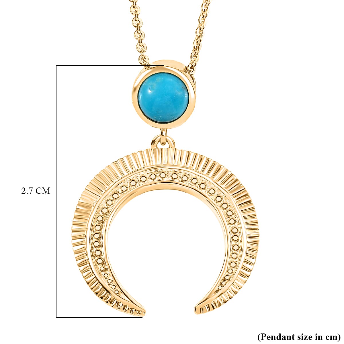 D'joy Sleeping Beauty Turquoise Pendant with Chain (Size 20) in Yellow Gold Plating Sterling Silver