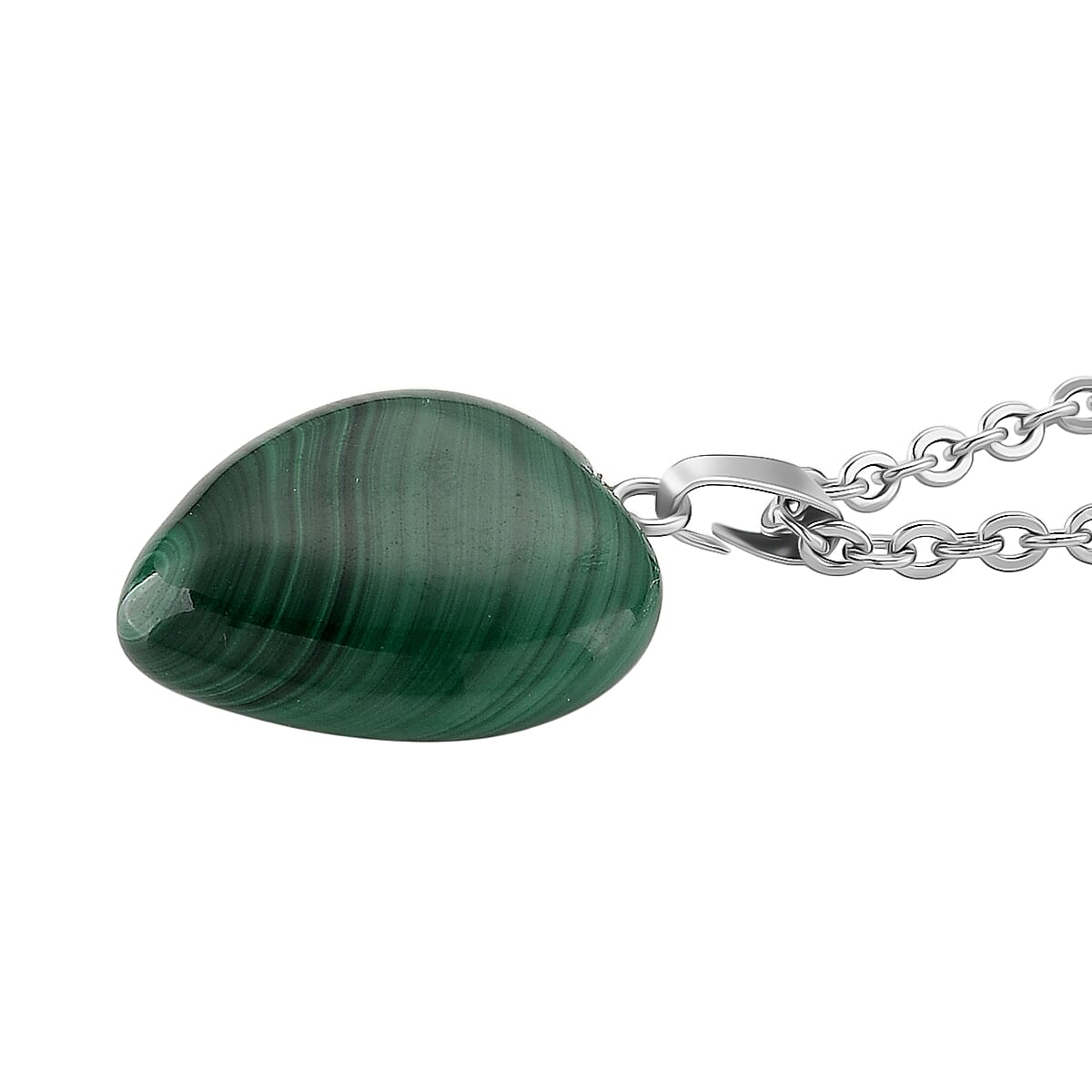 Natural  Malachite Heart Pendant with Chain (Size 20) 40.00 Ct.