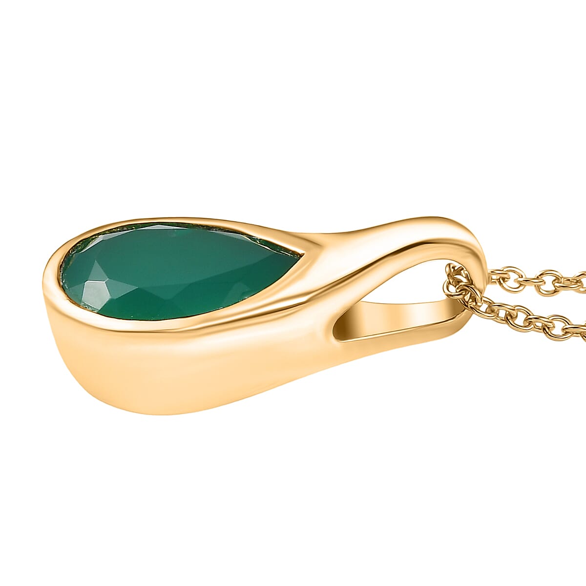 Verde Onyx Pendant with Chain (Size 20) in Yellow Gold Plating 4.41 Ct.