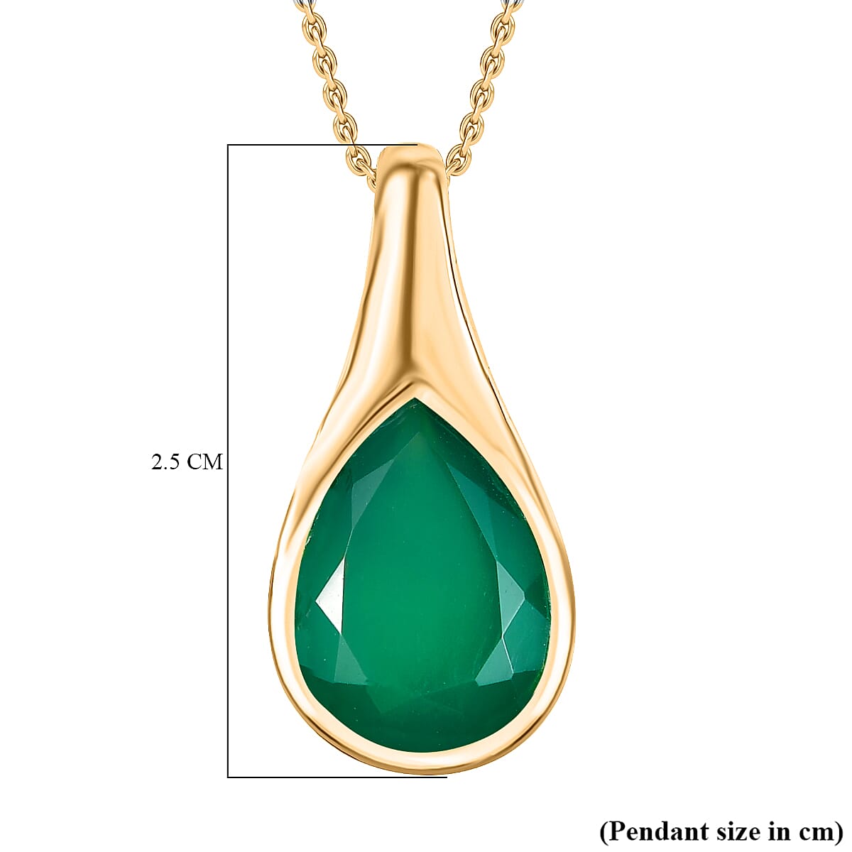 Verde Onyx Pendant with Chain (Size 20) in Yellow Gold Plating 4.41 Ct.