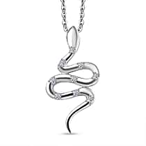 LUXURIANT Lab Grown Diamond (SI-GH) Serpentine Pendant with Chain (Size 20) in Rhodium Overlay Sterling Silver