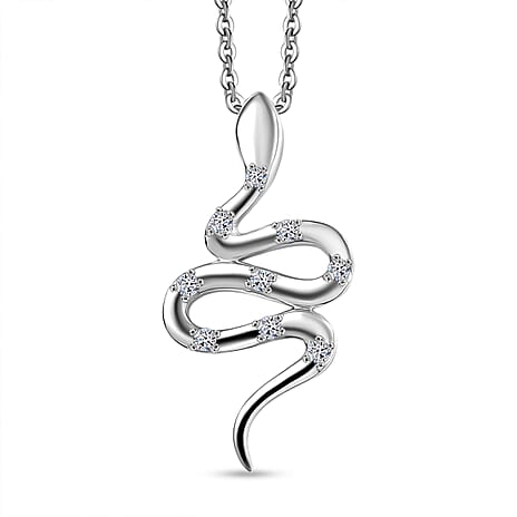 Luxuriant Lab Grown Diamond (SI-GH) Pendant with Chain (Size 20) in Rhodium Overlay Sterling Silver