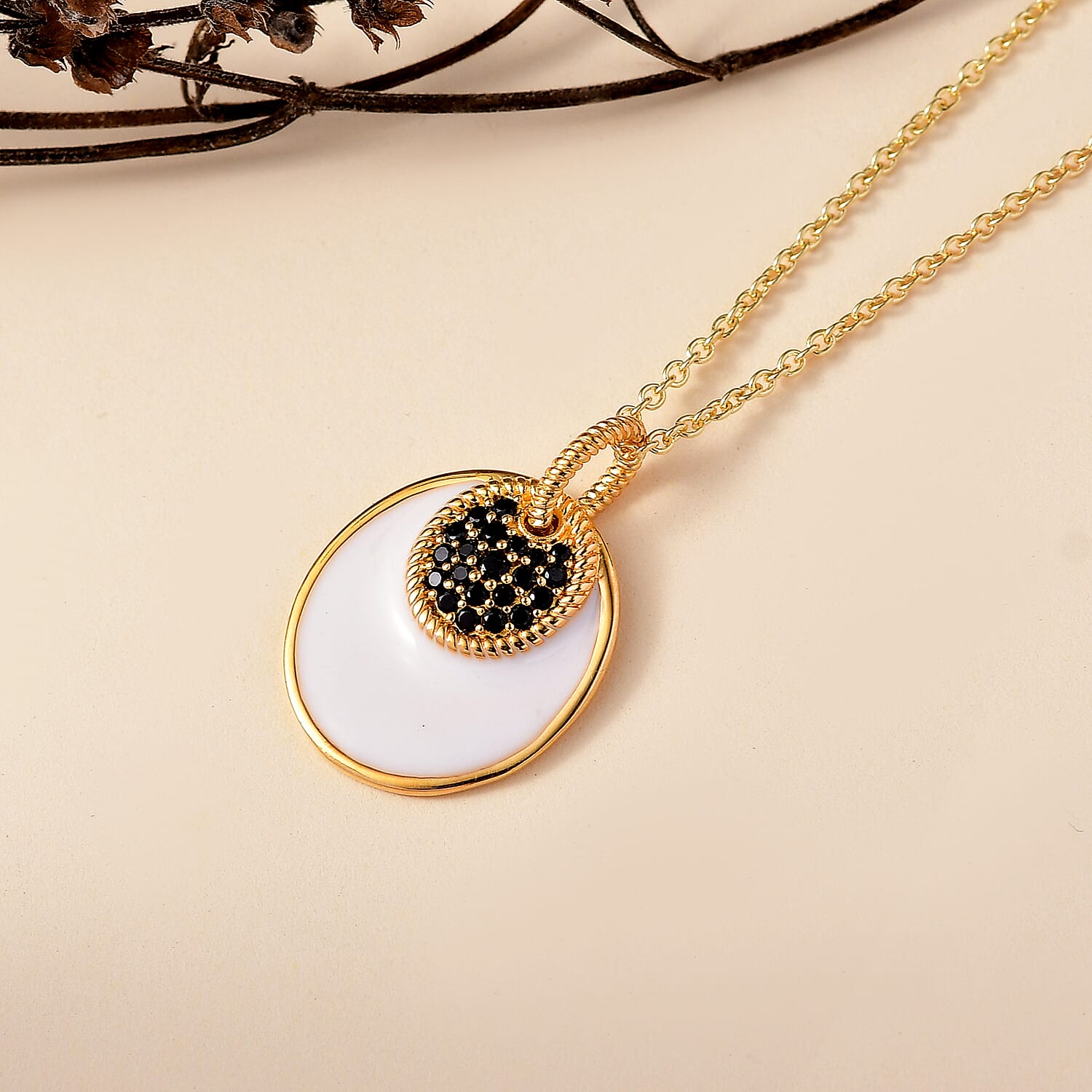 Black Spinel Pendant with Chain (Size 20) Stainless Steel  0.80ct  0.840  Ct.