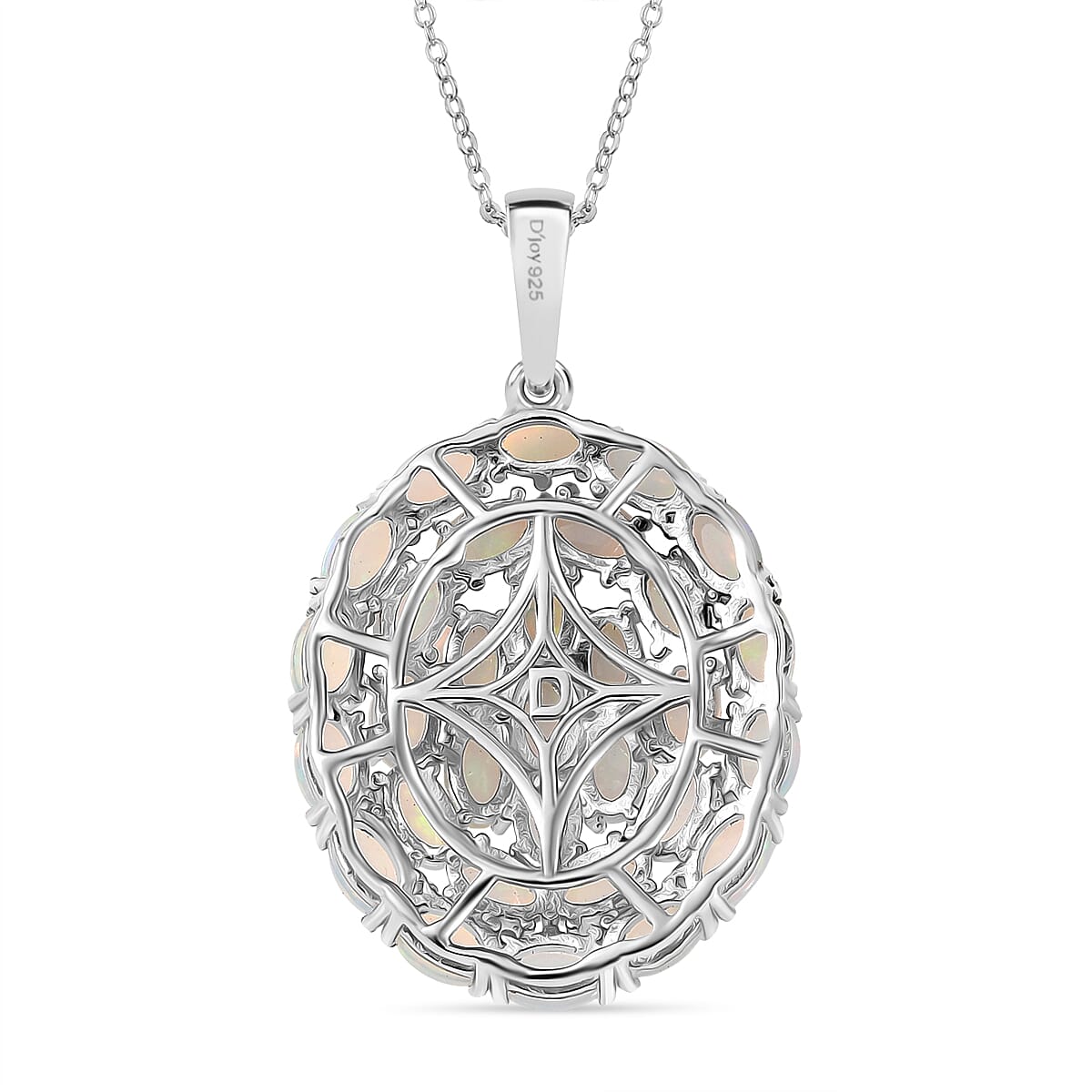 Ethiopian Opal Pendant with Torn Chain  (Size 20) in Rhodium Overlay Sterling Silver 5.39 Ct, Silver Wt. 6.59 Gms.