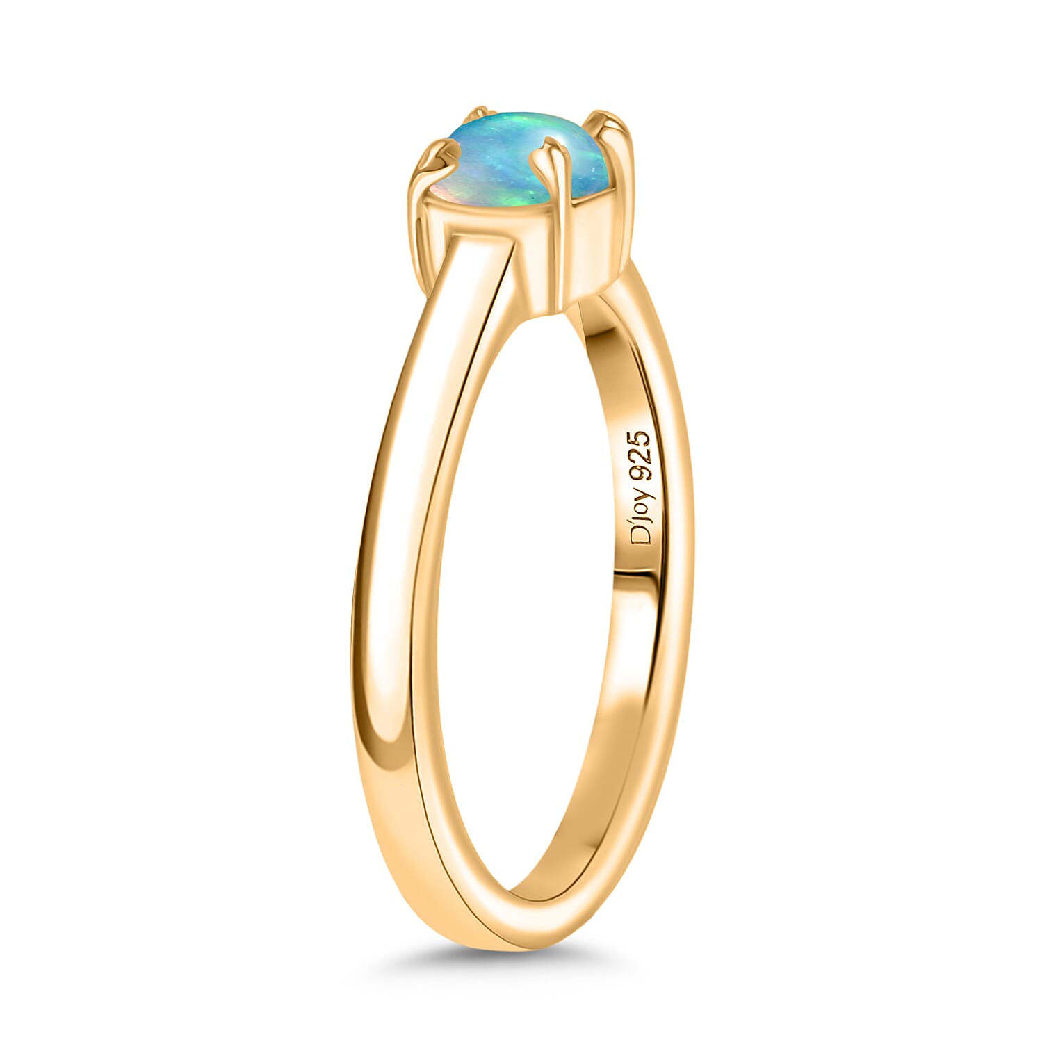 D'joy 3 Piece Set - Ethiopian Opal Earring, Ring & Pendant with Torn Chain 19DC (Size 20) in 18K Yellow Gold Plating Sterling Silver 1.27 Ct, Silver Wt. 5.73 Gms.