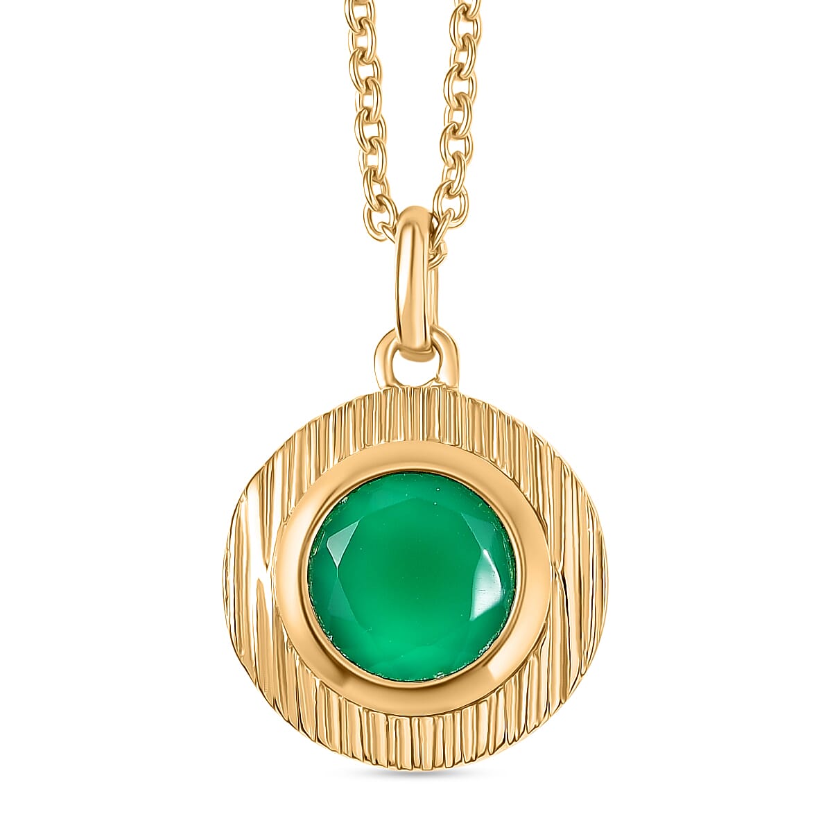Verde Onyx Pendant with Chain (Size 20) in Yellow Gold Plating 1.68 Ct.