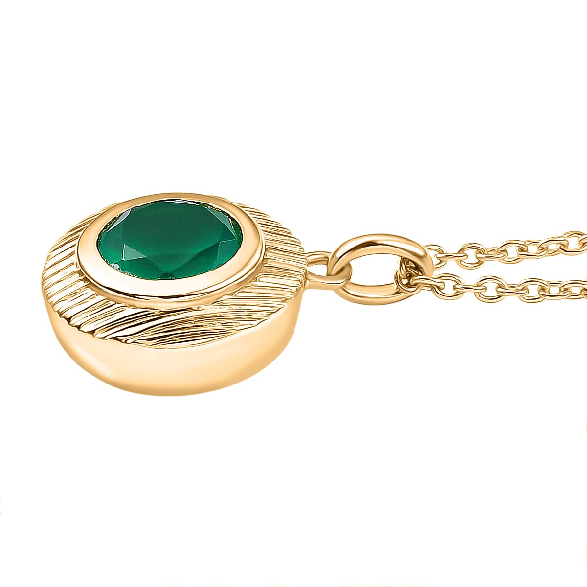 Verde Onyx Pendant with Chain (Size 20) in Yellow Gold Plating 1.68 Ct.