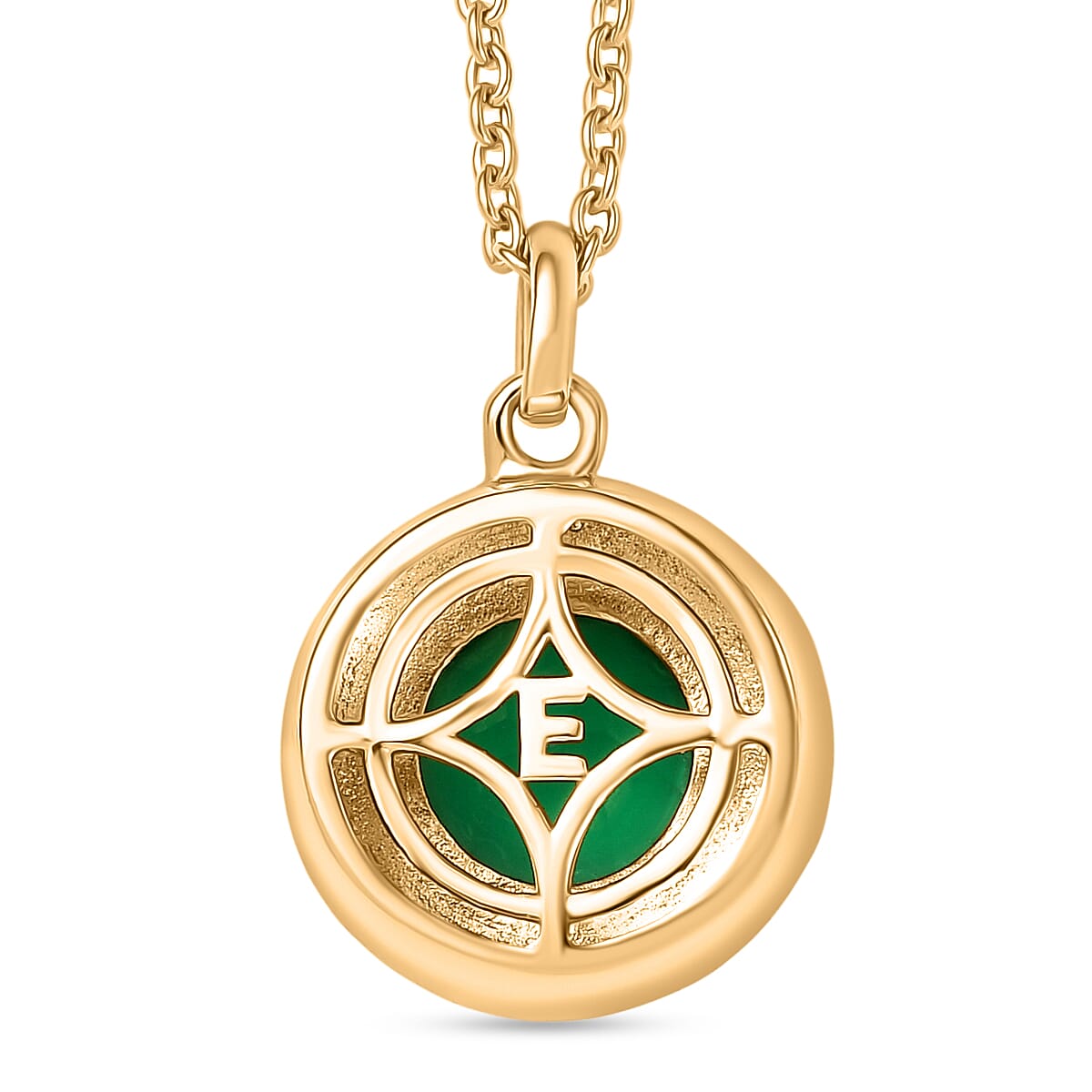 Verde Onyx Pendant with Chain (Size 20) in Yellow Gold Plating 1.68 Ct.