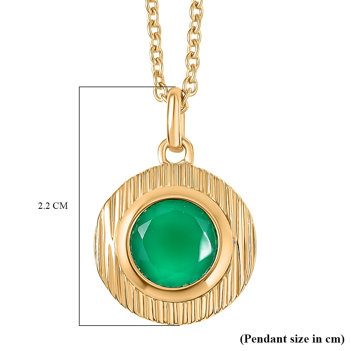 Verde Onyx Pendant with Chain (Size 20) in Yellow Gold Plating 1.68 Ct.