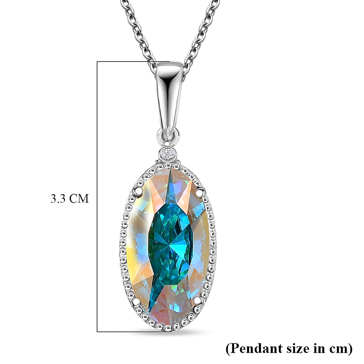 Swarovski Crystal and White Swarovski Crystal Pendant with Chain (Size 20) in Platinum Overlay Sterling Silver 5.17 Ct.