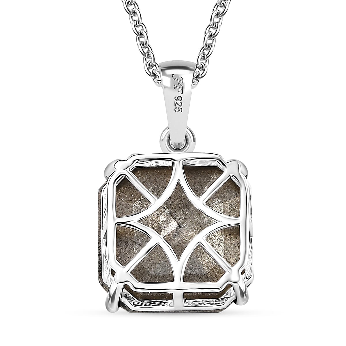White Swarovski Crystal Pendant with Chain (Size 20) in Platinum Overlay Sterling Silver 12.34 Ct.