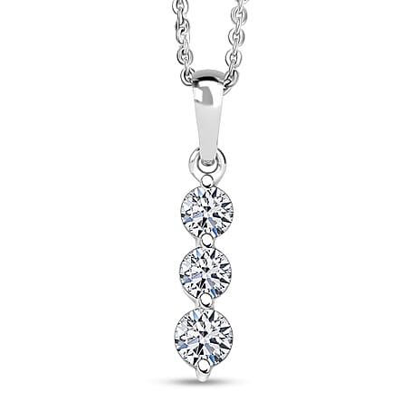 Luxuriant Lab Grown Diamond (SI-GH) Pendant with Chain (Size 20) in Rhodium Overlay Sterling Silver 0.50 Ct.