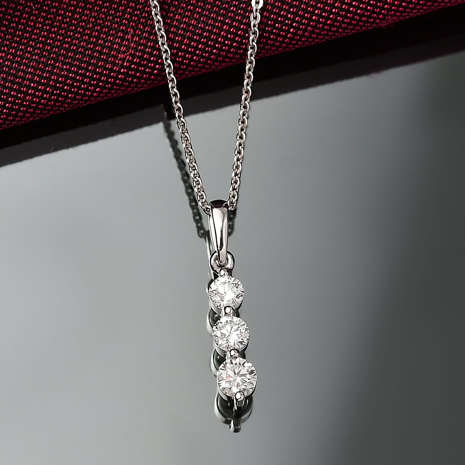 Luxuriant Lab Grown Diamond (SI-GH) Pendant with Chain (Size 20) in Rhodium Overlay Sterling Silver 0.50 Ct.
