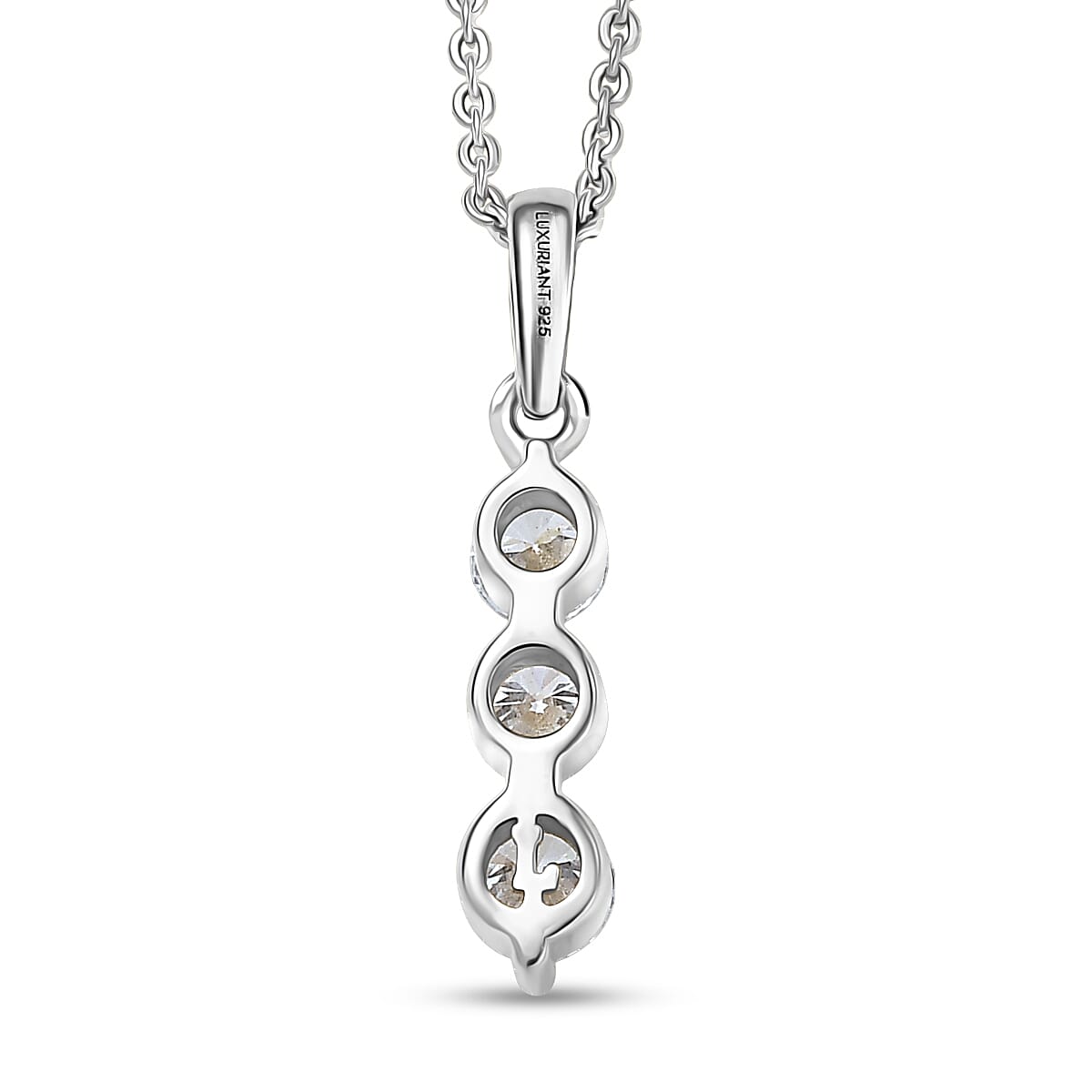 Luxuriant Lab Grown Diamond (SI-GH) Pendant with Chain (Size 20) in Rhodium Overlay Sterling Silver 0.50 Ct.