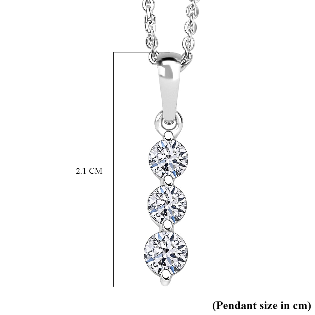 Luxuriant Lab Grown Diamond (SI-GH) Pendant with Chain (Size 20) in Rhodium Overlay Sterling Silver 0.50 Ct.