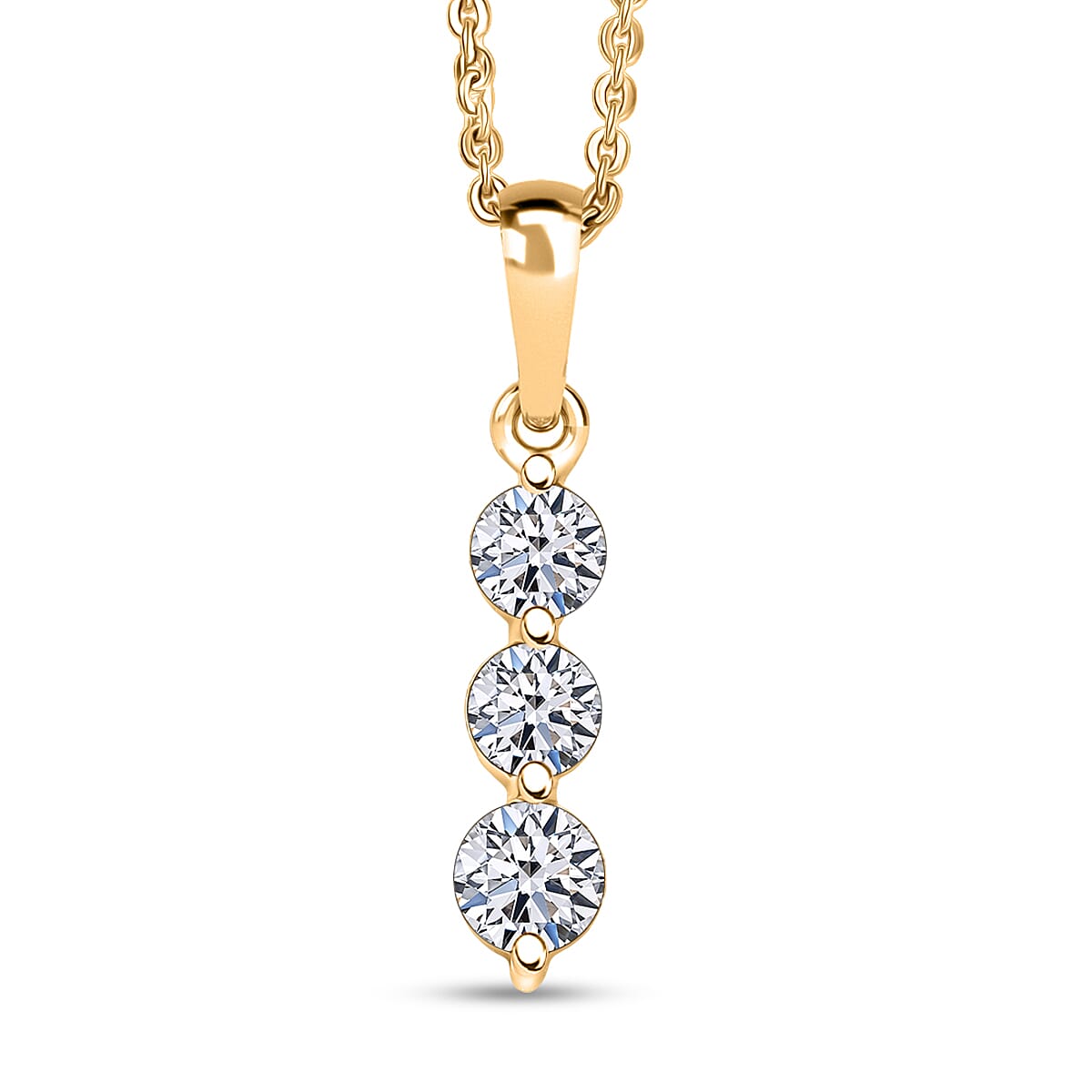 Luxuriant Lab Grown Diamond (SI-GH) Pendant with Chain (Size 20) in 18K Vermeil Yellow Gold Plated Sterling Silver 0.50 Ct.