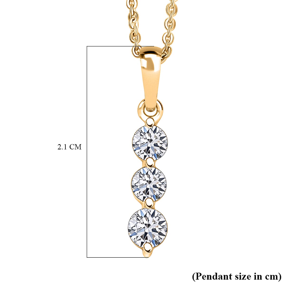 Luxuriant Lab Grown Diamond (SI-GH) Pendant with Chain (Size 20) in 18K Vermeil Yellow Gold Plated Sterling Silver 0.50 Ct.