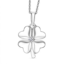 LUXURIANT Lab Grown Diamond (SI-GH) Clover Leaf Solitaire Pendant with Chain (Size 20) in 18K Vermeil Yellow Gold Plated Sterling Silver