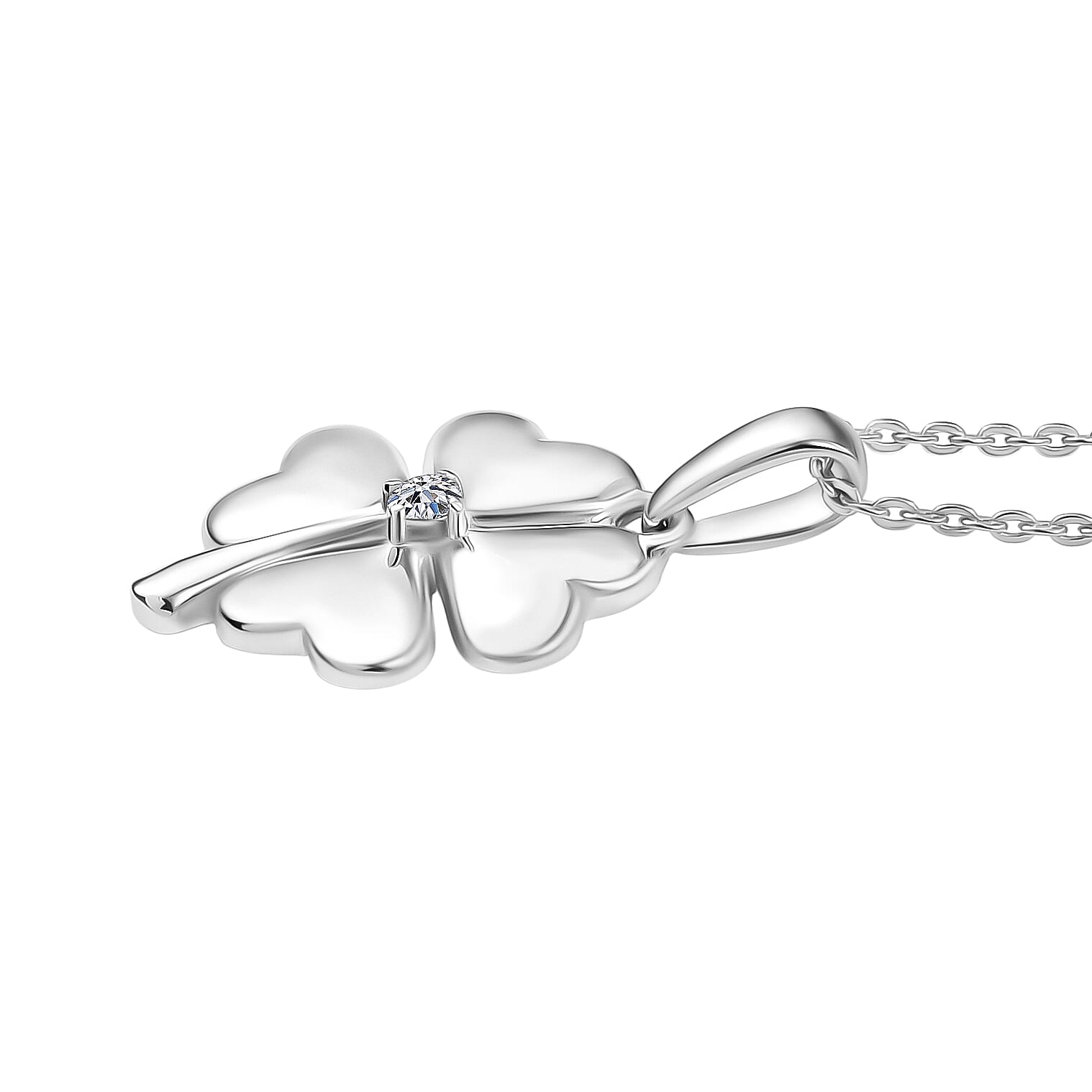 Luxuriant Lab Grown Diamond in Center (SI-GH) Pendant with Chain (Size 20) in Rhodium Overlay Sterling Silver