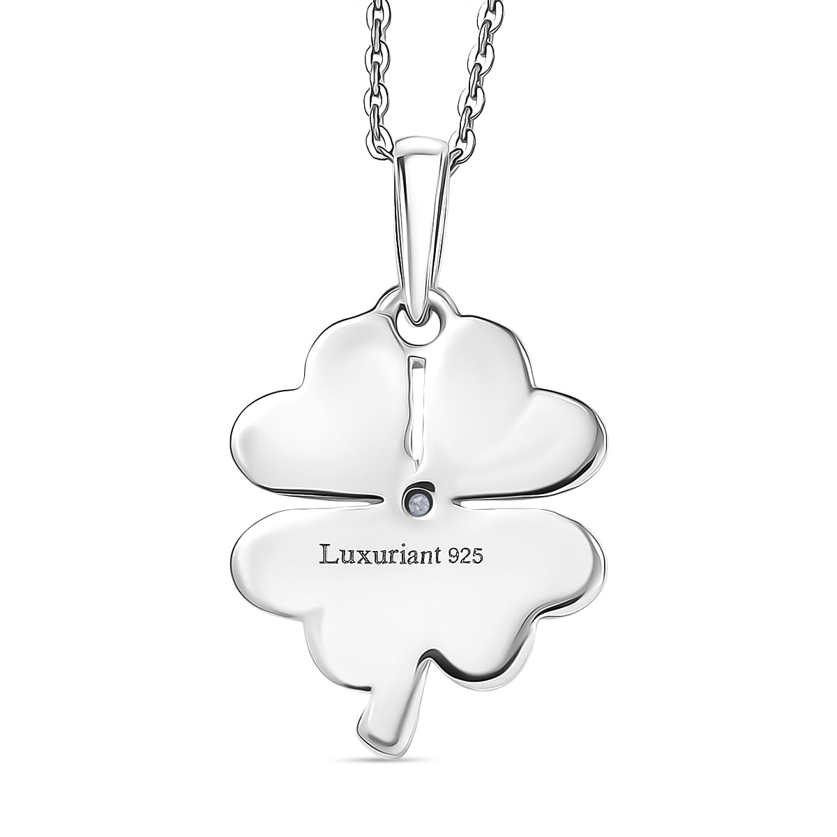 Luxuriant Lab Grown Diamond in Center (SI-GH) Pendant with Chain (Size 20) in Rhodium Overlay Sterling Silver