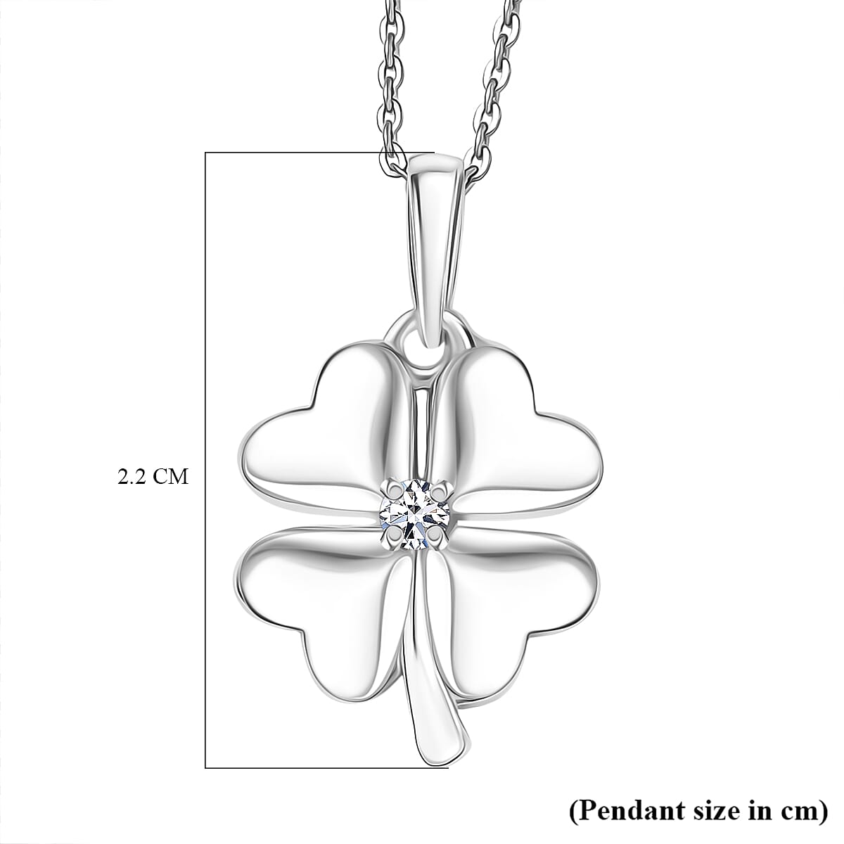 Luxuriant Lab Grown Diamond in Center (SI-GH) Pendant with Chain (Size 20) in Rhodium Overlay Sterling Silver