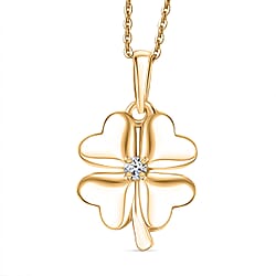 LUXURIANT Lab Grown Diamond (SI-GH) Clover Leaf Solitaire Pendant with Chain (Size 20) in 18K Vermeil Yellow Gold Plated Sterling Silver