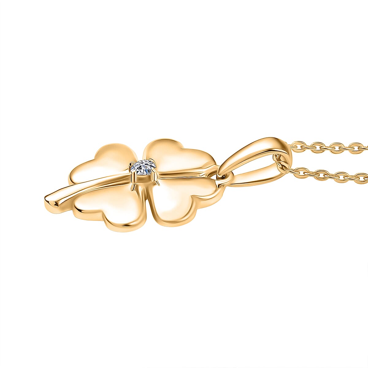 Luxuriant Lab Grown Diamond in Center (SI-GH) Pendant with Chain (Size 20) in 18K Vermeil Yellow Gold Plated Sterling Silver