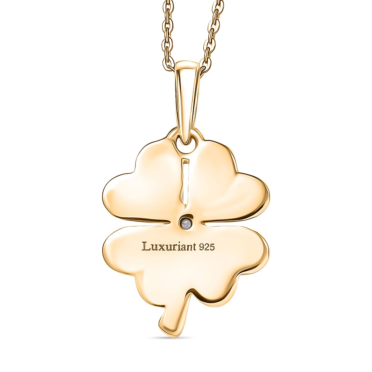 Luxuriant Lab Grown Diamond in Center (SI-GH) Pendant with Chain (Size 20) in 18K Vermeil Yellow Gold Plated Sterling Silver