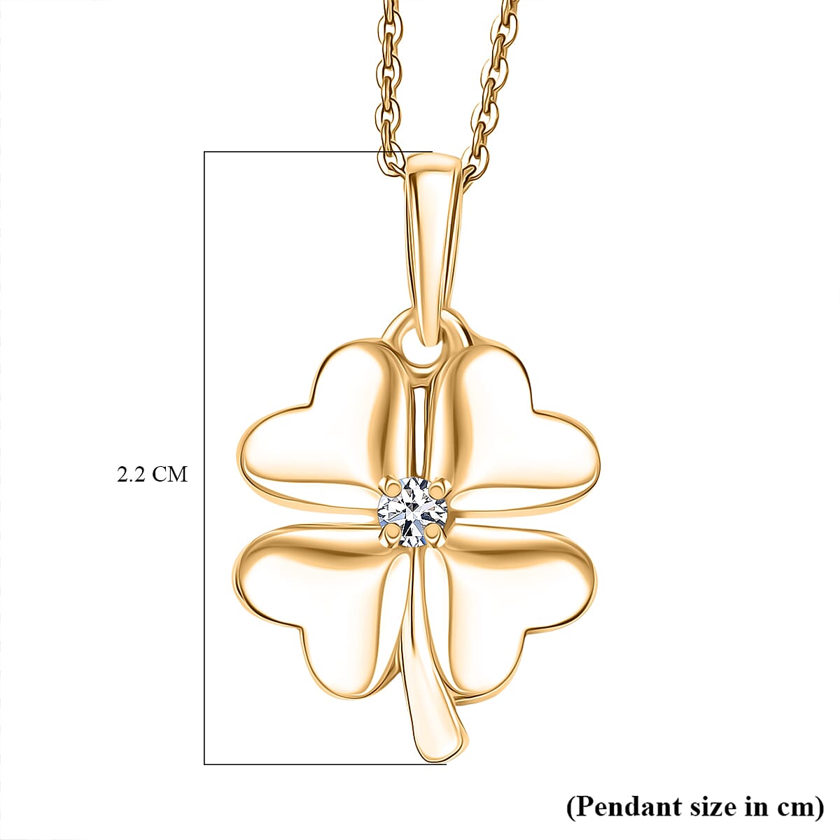 Luxuriant Lab Grown Diamond in Center (SI-GH) Pendant with Chain (Size 20) in 18K Vermeil Yellow Gold Plated Sterling Silver