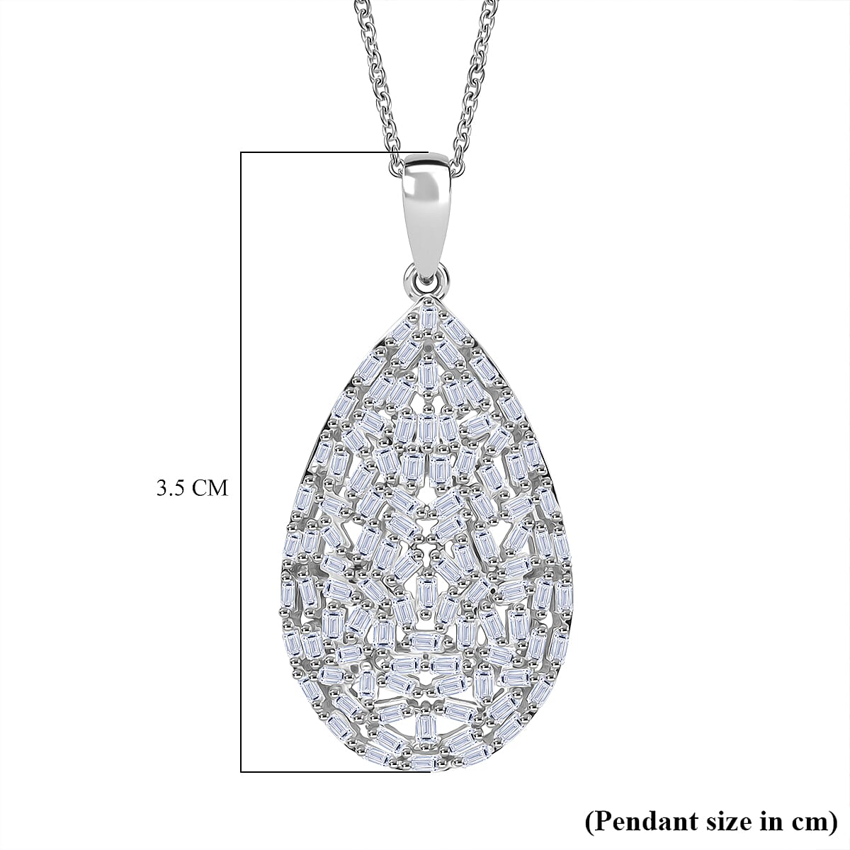 Luxuriant Lab Grown Diamond (SI-GH) Pendant with  Chain (Size 18 - 2) in Rhodium Overlay Sterling Silver 1.00 Ct.