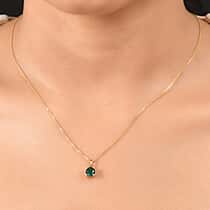 LUXURIANT Lab Grown Emerald Solitaire Pendant with Chain (Size 20) in 18K Vermeil Yellow Gold Over Sterling Silver
