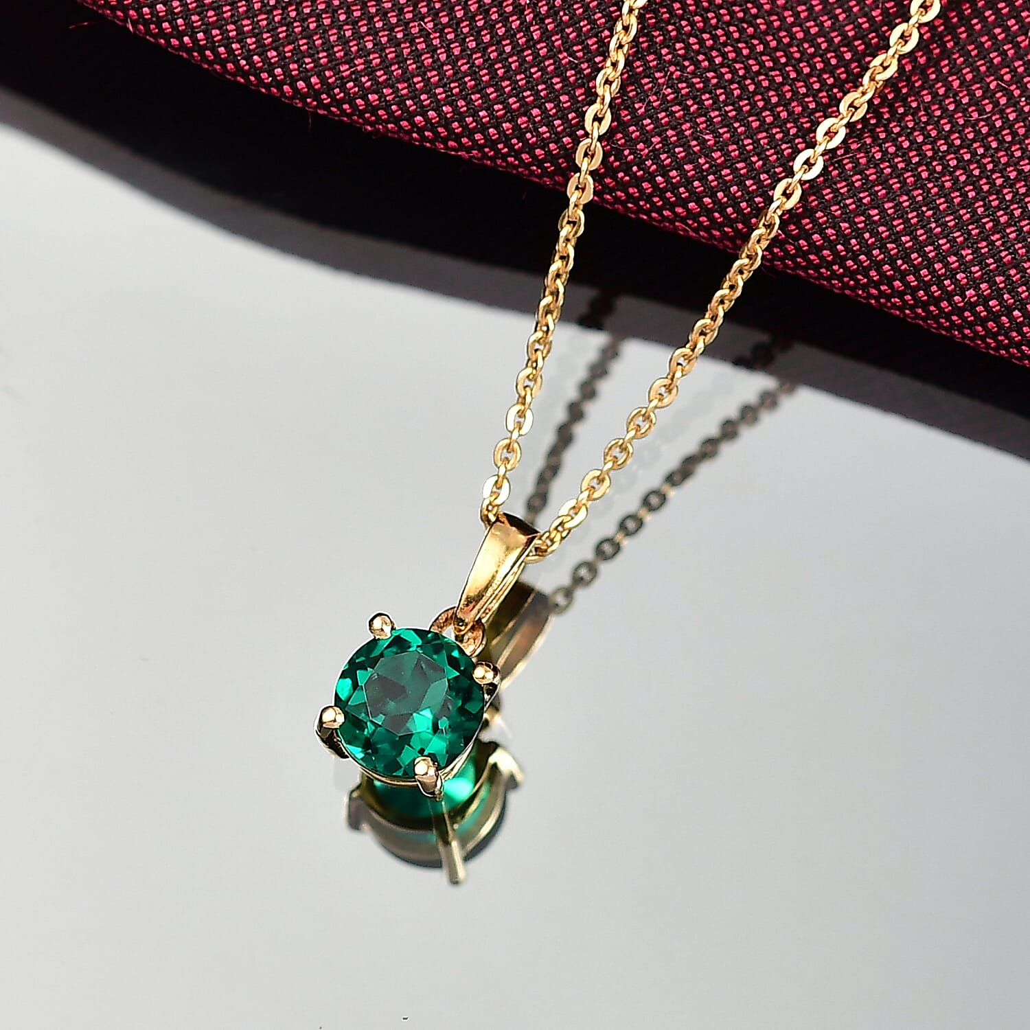 Lab Grown Emerald Pendant with Chain (Size 20) in 18K Vermeil Yellow Gold Plated Sterling Silver