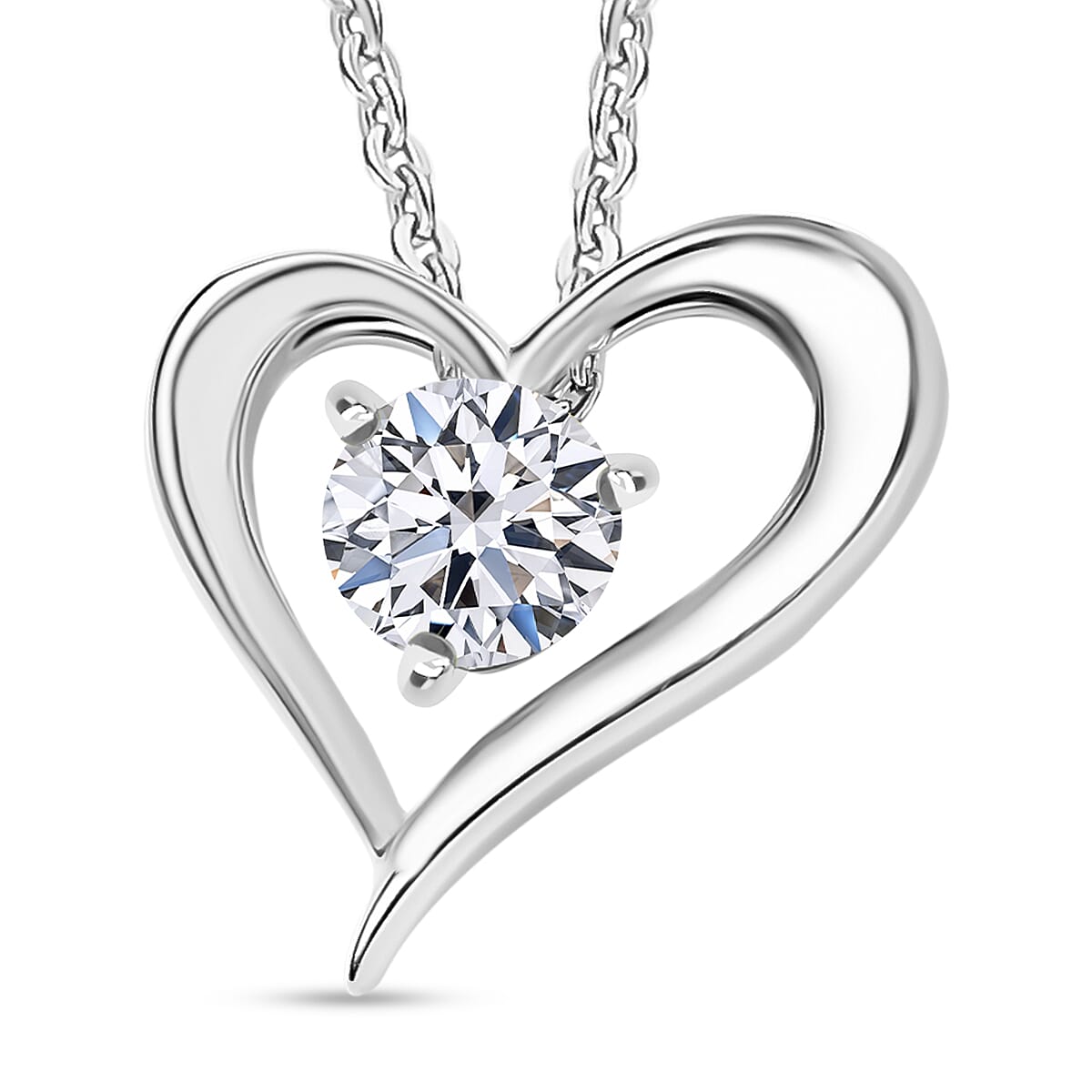 Luxuriant Lab Grown Diamond (SI-GH) Pendant with Chain (Size 20) in Rhodium Overlay Sterling Silver 0.50 Ct.