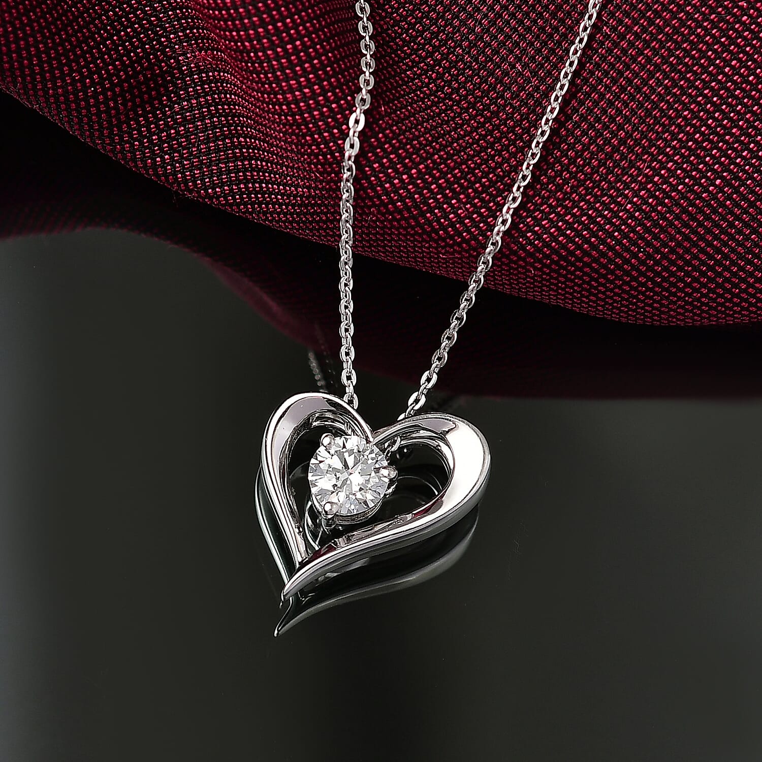 Luxuriant Lab Grown Diamond (SI-GH) Pendant with Chain (Size 20) in Rhodium Overlay Sterling Silver 0.50 Ct.