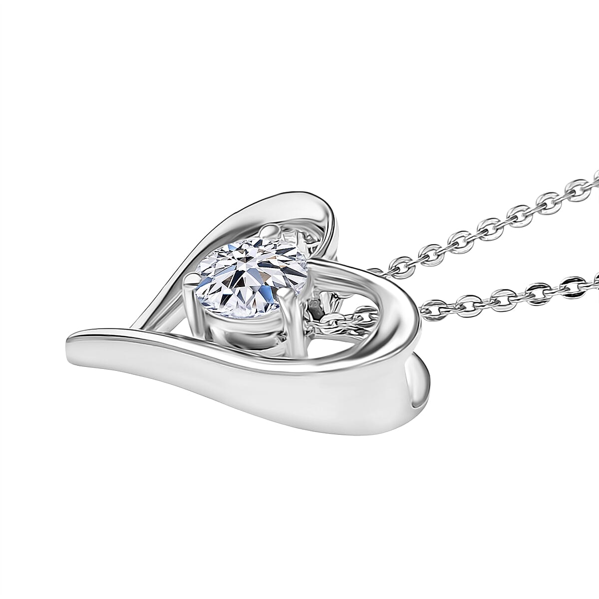 Luxuriant Lab Grown Diamond (SI-GH) Pendant with Chain (Size 20) in Rhodium Overlay Sterling Silver 0.50 Ct.