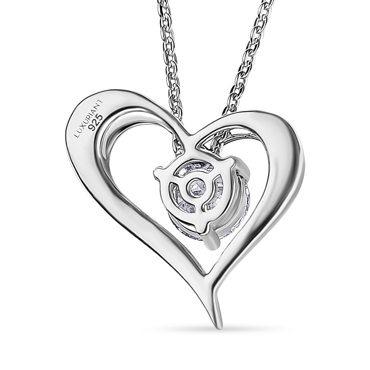 Luxuriant Lab Grown Diamond (SI-GH) Pendant with Chain (Size 20) in Rhodium Overlay Sterling Silver 0.50 Ct.