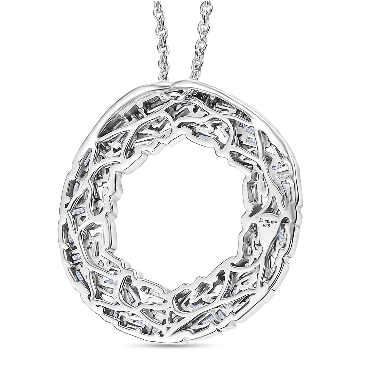 Designer Inspired - Luxuriant Lab Grown Diamond (SI-GH) Pendant with Cable Chain (Size 20) in Rhodium Overlay Sterling Silver 1.50 Ct, Silver Wt. 5.60 Gms.
