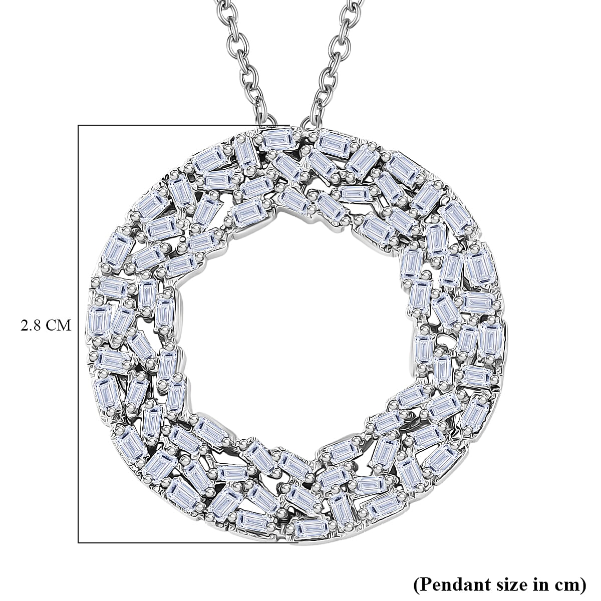 Designer Inspired - Luxuriant Lab Grown Diamond (SI-GH) Pendant with Cable Chain (Size 20) in Rhodium Overlay Sterling Silver 1.50 Ct, Silver Wt. 5.60 Gms.