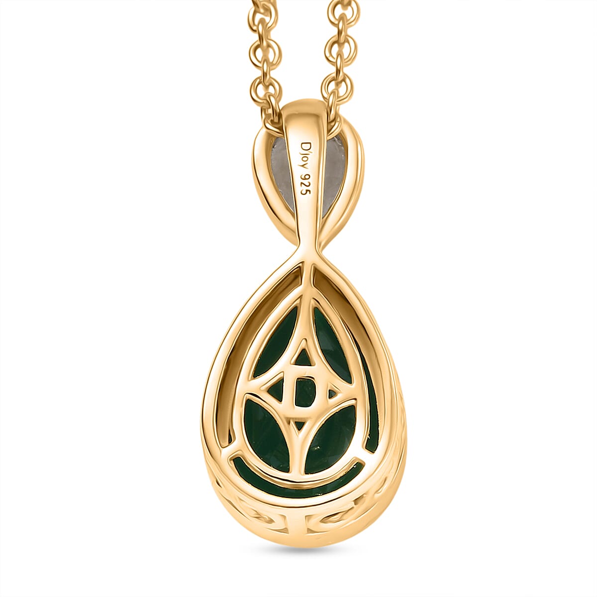 Verde Onyx & White Topaz Pendant with Chain (Size 20) in Yellow Gold Plating 3.44 Ct.