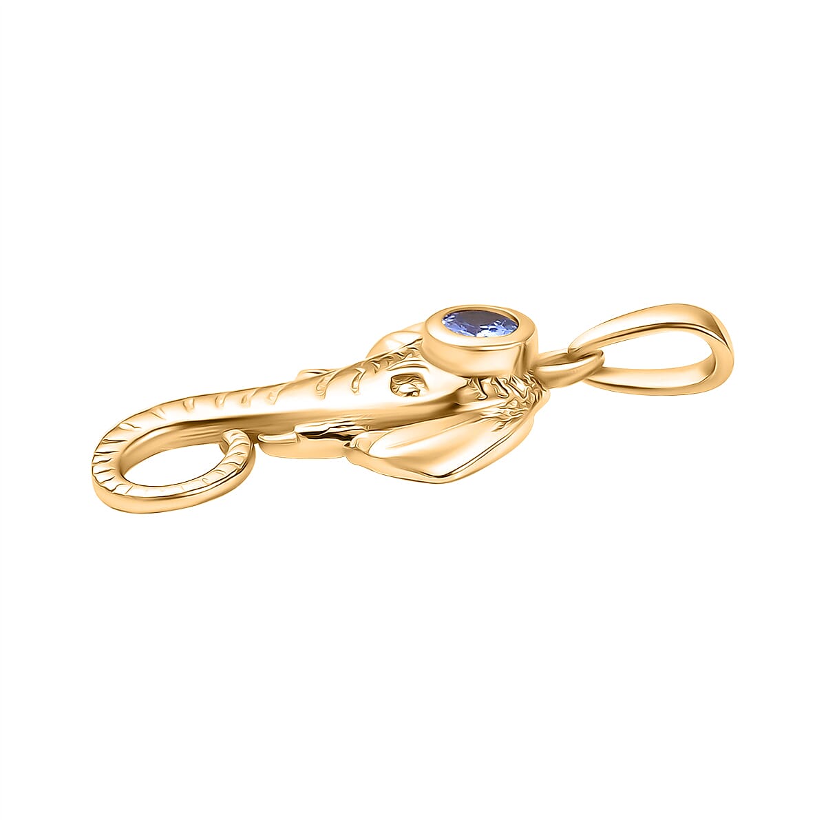 Tanzanite Elephant Pendant with Chain (Size 20) in Yellow Gold Plating Overlay Sterling Silver