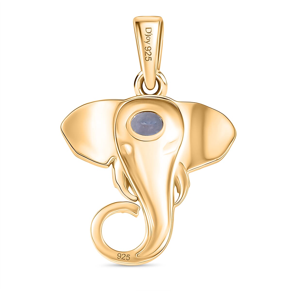 Tanzanite Elephant Pendant with Chain (Size 20) in Yellow Gold Plating Overlay Sterling Silver