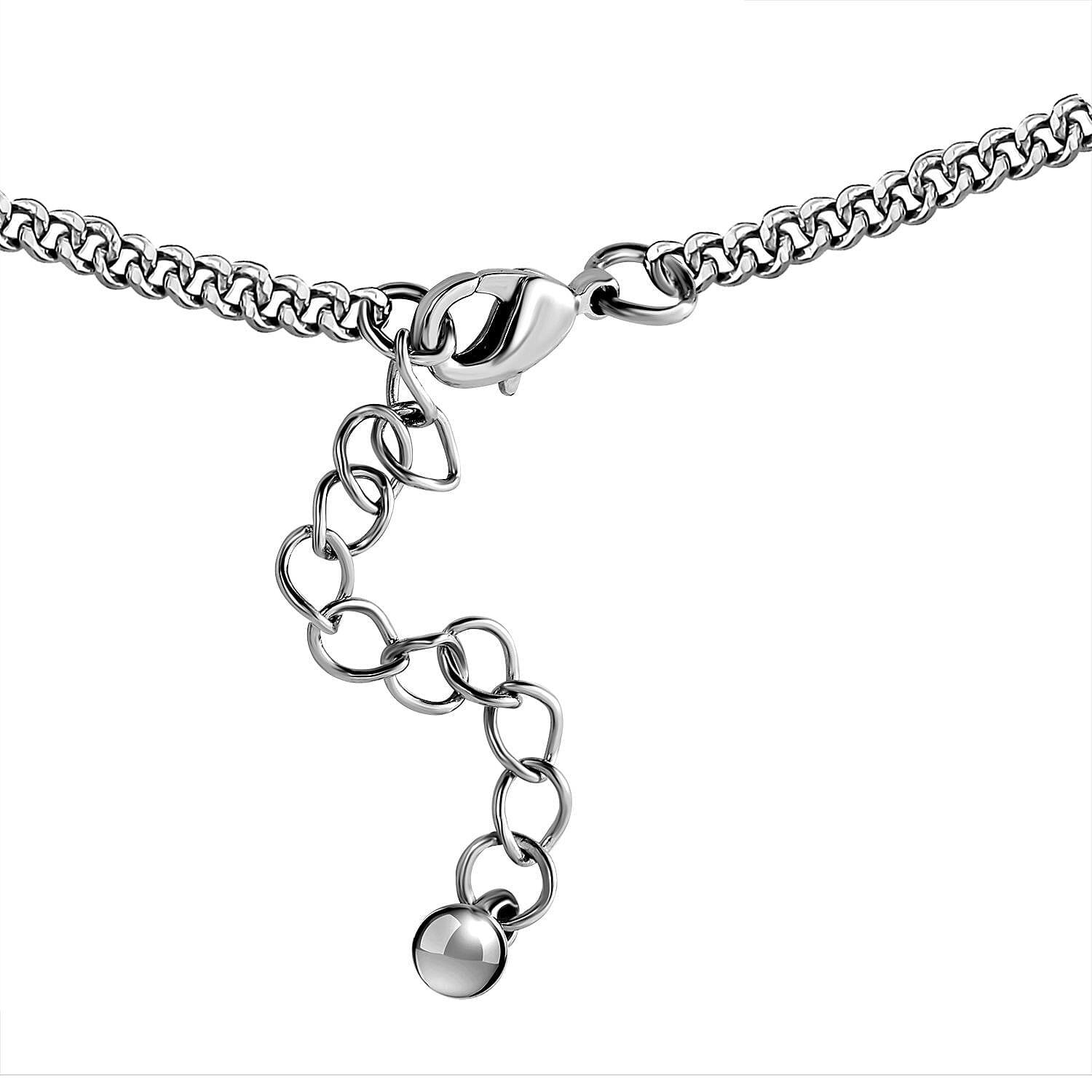 Austrian White Crystal Pendant with Chain (Size 24 - 2 Ext) in Silver Tone