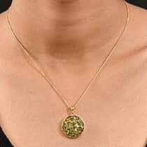 D'joy Natural Hebei Peridot Mosaic Pendant with Chain (Size 20) in Yellow Gold Plated Sterling Silver 5.75 Ct.