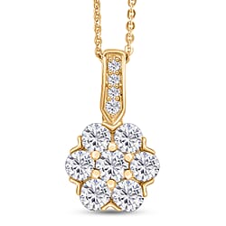 Moissanite Pendant with Chain (Size 20) in Yellow Gold Plated Sterling Silver 1.22 Ct.