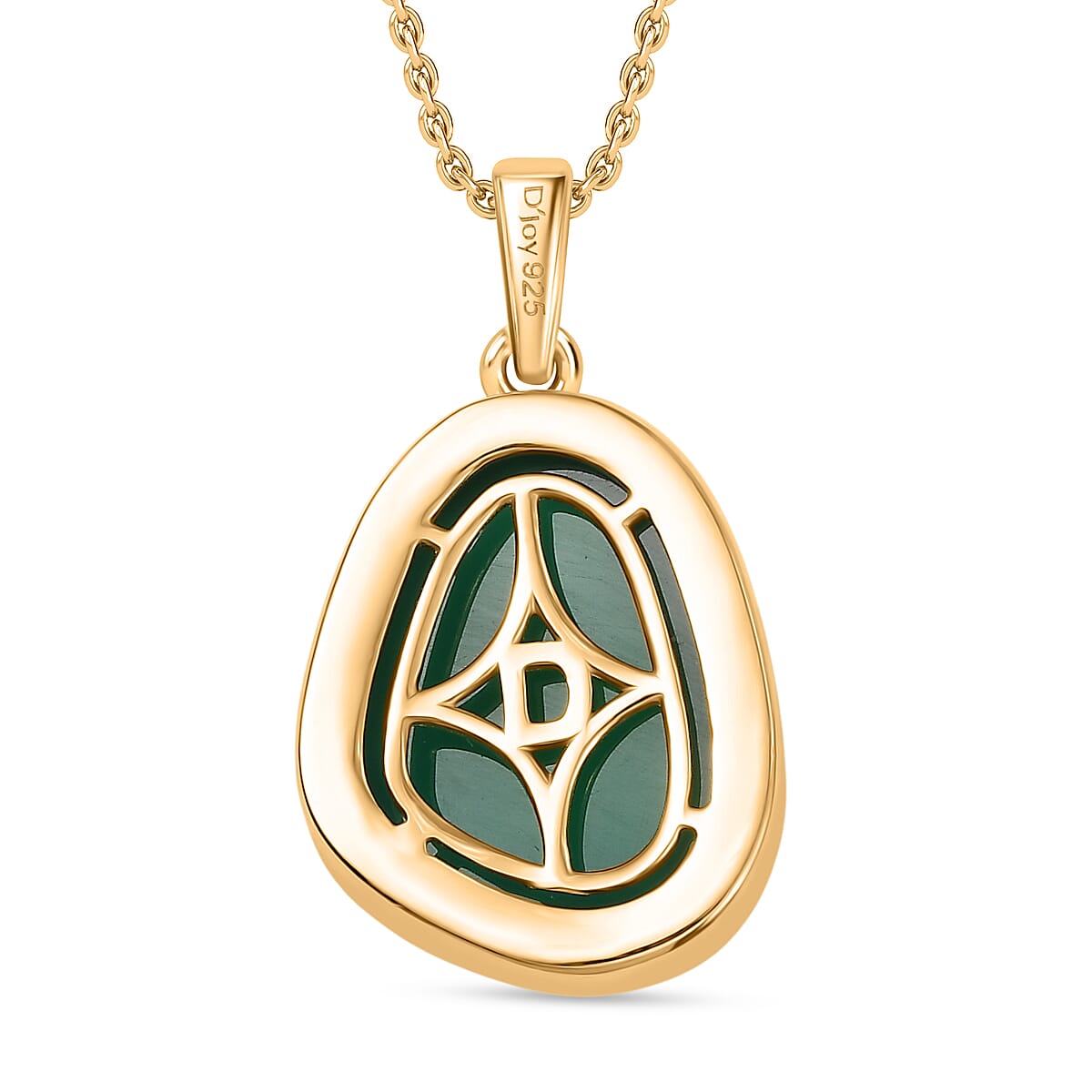 Verde Onyx Pendant with Chain (Size 20) in 18K Yellow Gold Plated Sterling Silver 10.00 Ct, Silver Wt. 5.37 Gms.