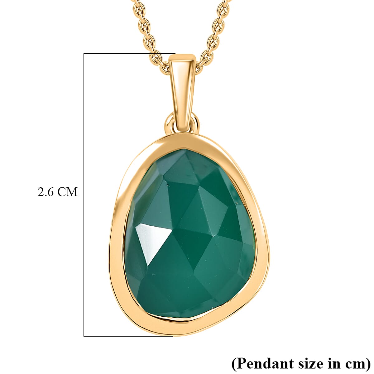 Verde Onyx Pendant with Chain (Size 20) in 18K Yellow Gold Plated Sterling Silver 10.00 Ct, Silver Wt. 5.37 Gms.