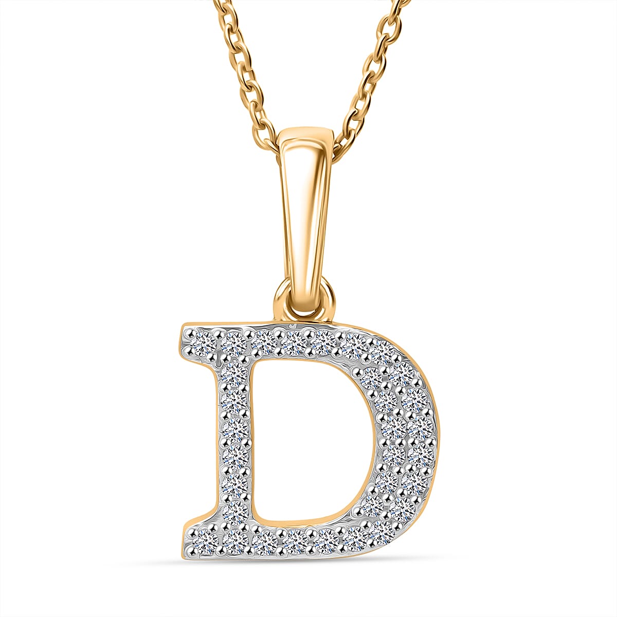 Luxuriant Lab Grown Diamond (VS-EF) Pendant with Chain (Size 18 - 2) in 18K Vermeil Yellow Gold Plating Sterling Silver