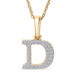 LUXURIANT Lab Grown Diamond J Initial Pendant with Chain (Size 18 - 2 Ext) in 18K Vermeil Yellow Gold Over Sterling Silver (VS-EF)