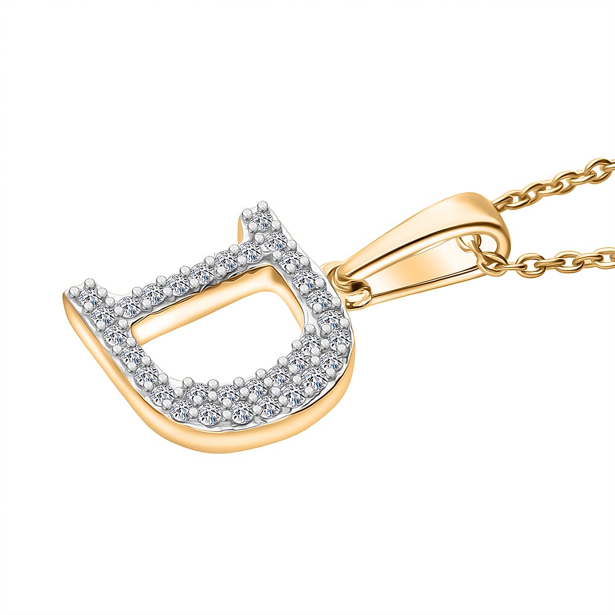 Luxuriant Lab Grown Diamond (VS-EF) Pendant with Chain (Size 18 - 2) in 18K Vermeil Yellow Gold Plating Sterling Silver