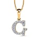 LUXURIANT Lab Grown Diamond Y Initial Pendant with Chain (Size 18 - 2 Ext) in 18K Vermeil Yellow Gold Plating Sterling Silver (VS-EF)
